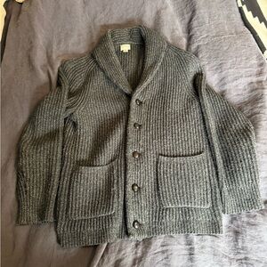 JCrew Men's Charcoal Merino Shawl Collar Cardigan Sweater